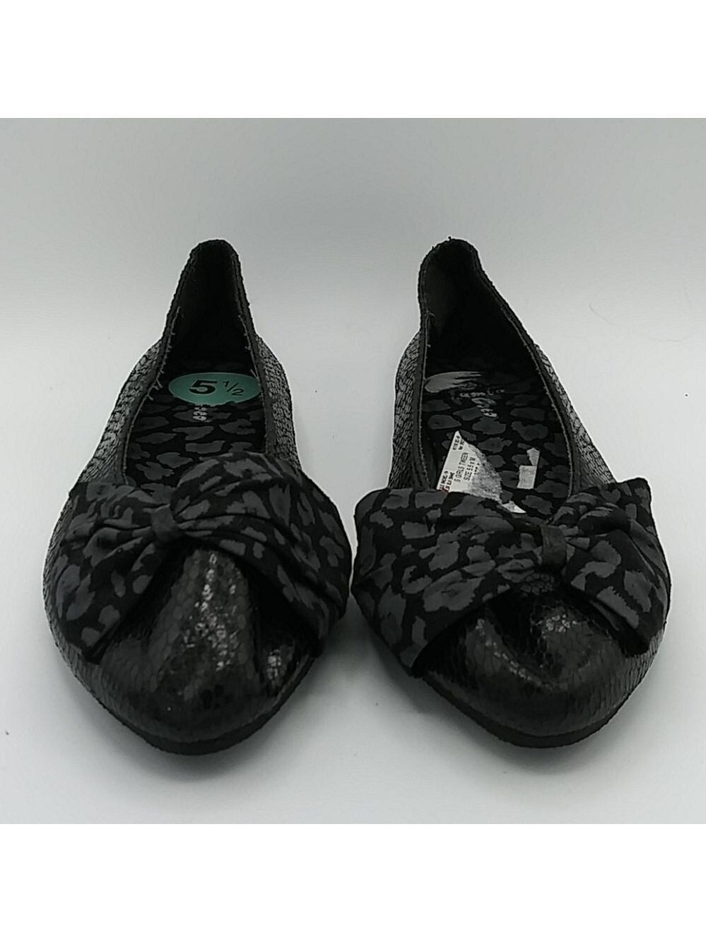 COCO Jumbo Black Snake Skin Pointed Toe Flat Shoe - Picture 2 of 12